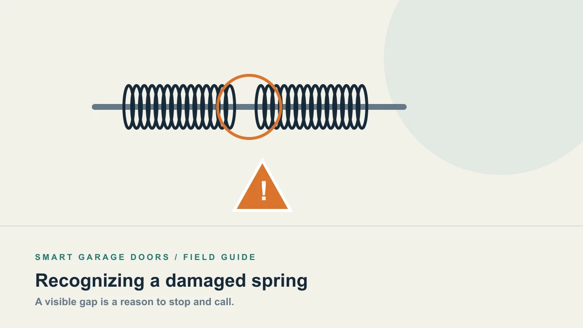 Illustration highlighting a gap in a broken torsion spring